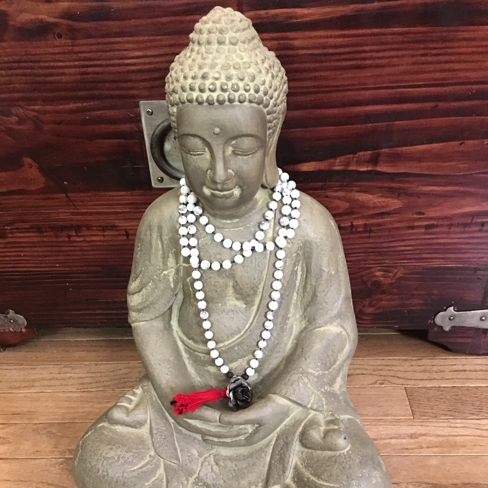 Handmade Howlite + Lava Bead Mala